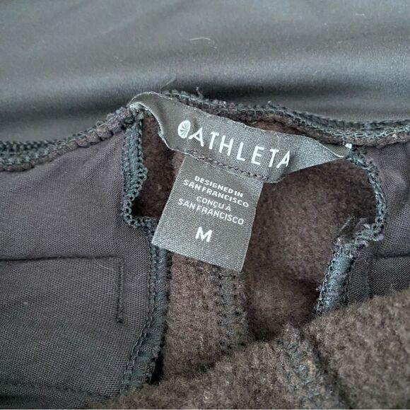 ATHLETA Retroplush Velvet Trim Straight Leg Pant Snap Black Sweatpant Medium - Picture 4 of 7